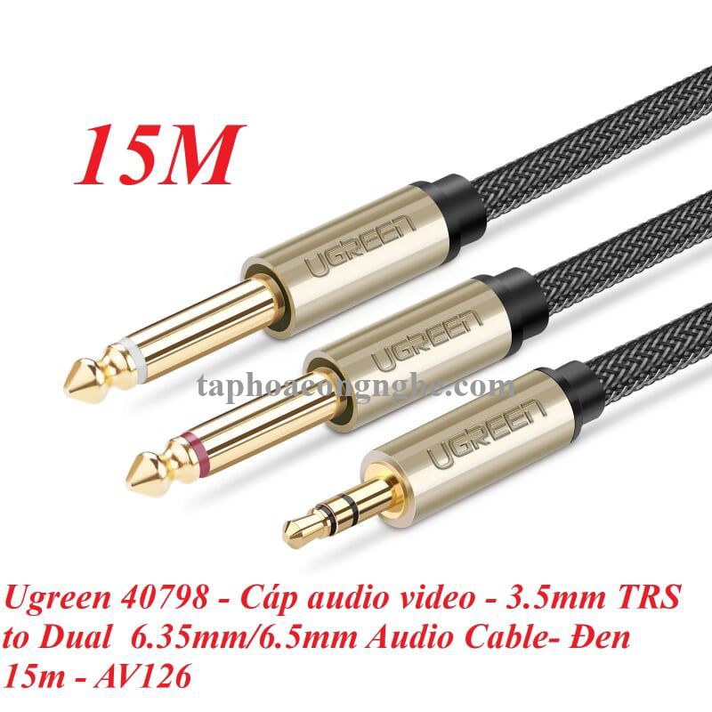 Ugreen 40798 15M Màu Đen Cáp âm thanh 2 đầu 6.5mm dương sang 3.5mm dương cao cấp AV126 30040798